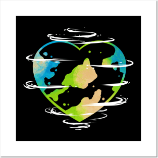 Heart Shaped Earth With Clouds For Earth Day Posters and Art